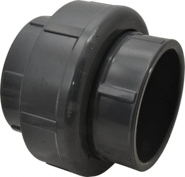 Value Collection - 4" PVC Plastic Pipe Union with Viton O-Ring - Schedule 80, Slip x Slip End Connections - Exact Tool & Supply