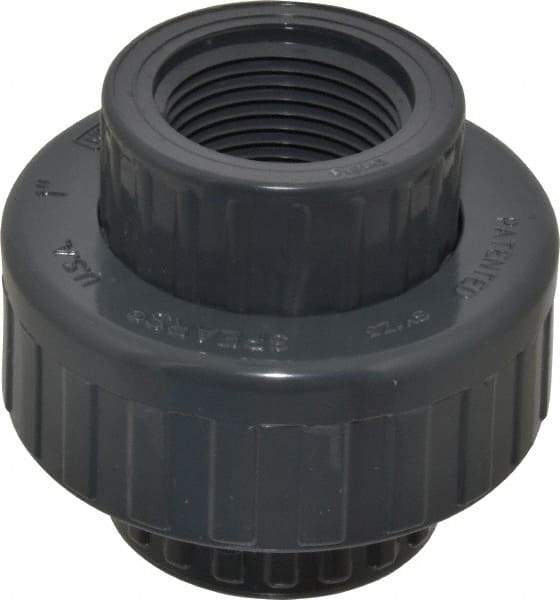 Value Collection - 1" PVC Plastic Pipe Union with EPDM O-Ring - Schedule 80, FIPT x FIPT End Connections - Exact Tool & Supply