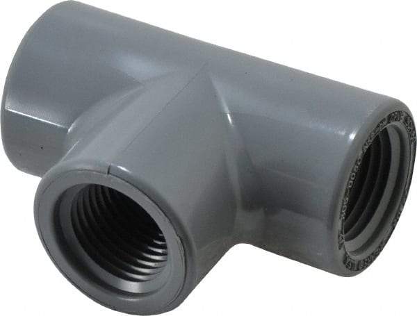 Value Collection - 1/2" CPVC Plastic Pipe Tee - Schedule 80, FIPT x FIPT x FIPT End Connections - Exact Tool & Supply