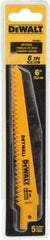 DeWALT - 6" Long, Bi-Metal Reciprocating Saw Blade - Tapered Profile, 6 TPI, Toothed Edge, Universal Shank - Exact Tool & Supply