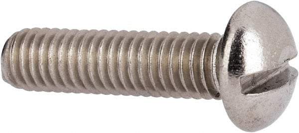 Value Collection - #10-32 UNF, 3/4" Length Under Head Slotted Drive Machine Screw - Round Head, Grade 316 Stainless Steel, Uncoated, Without Washer - Exact Tool & Supply