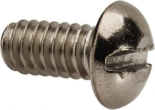 Value Collection - 1/4-20 UNC, 1/2" Length Under Head Slotted Drive Machine Screw - Round Head, Grade 316 Stainless Steel, Uncoated, Without Washer - Exact Tool & Supply