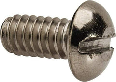 Value Collection - 1/4-20 UNC, 1/2" Length Under Head Slotted Drive Machine Screw - Round Head, Grade 316 Stainless Steel, Uncoated, Without Washer - Exact Tool & Supply