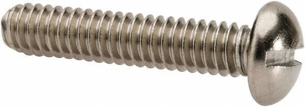 Value Collection - 1/4-20 UNC, 1-1/4" Length Under Head Slotted Drive Machine Screw - Round Head, Grade 316 Stainless Steel, Uncoated, Without Washer - Exact Tool & Supply