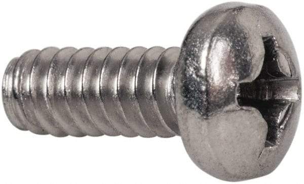 Value Collection - #6-32 UNC, 3/8" Length Under Head Phillips Drive Machine Screw - Pan Head, Grade 316 Stainless Steel, Uncoated, Without Washer - Exact Tool & Supply