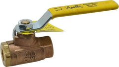 Apollo - 1/4" Pipe, Standard Port, Bronze Standard Ball Valve - 2 Piece, Inline - One Way Flow, FNPT x FNPT Ends, Lever Handle, 600 WOG, 125 WSP - Exact Tool & Supply