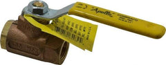 Apollo - 3/8" Pipe, Standard Port, Bronze Standard Ball Valve - 2 Piece, Inline - One Way Flow, FNPT x FNPT Ends, Lever Handle, 600 WOG, 125 WSP - Exact Tool & Supply