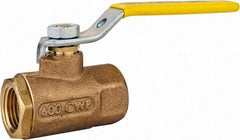 Apollo - 1/2" Pipe, Standard Port, Bronze Standard Ball Valve - 2 Piece, Inline - One Way Flow, FNPT x FNPT Ends, Lever Handle, 600 WOG, 125 WSP - Exact Tool & Supply