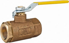 Apollo - 3/4" Pipe, Standard Port, Bronze Standard Ball Valve - 2 Piece, Inline - One Way Flow, FNPT x FNPT Ends, Lever Handle, 600 WOG, 125 WSP - Exact Tool & Supply