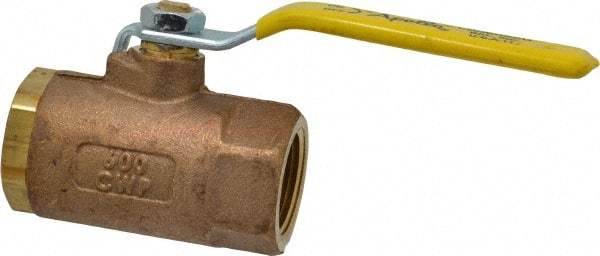 Apollo - 1" Pipe, Standard Port, Bronze Standard Ball Valve - 2 Piece, Inline - One Way Flow, FNPT x FNPT Ends, Lever Handle, 600 WOG, 150 WSP - Exact Tool & Supply