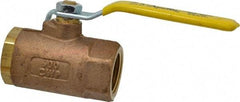 Apollo - 1" Pipe, Standard Port, Bronze Standard Ball Valve - 2 Piece, Inline - One Way Flow, FNPT x FNPT Ends, Lever Handle, 600 WOG, 150 WSP - Exact Tool & Supply