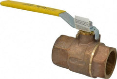 Apollo - 1-1/2" Pipe, Standard Port, Bronze Standard Ball Valve - 2 Piece, Inline - One Way Flow, FNPT x FNPT Ends, Lever Handle, 600 WOG, 125 WSP - Exact Tool & Supply