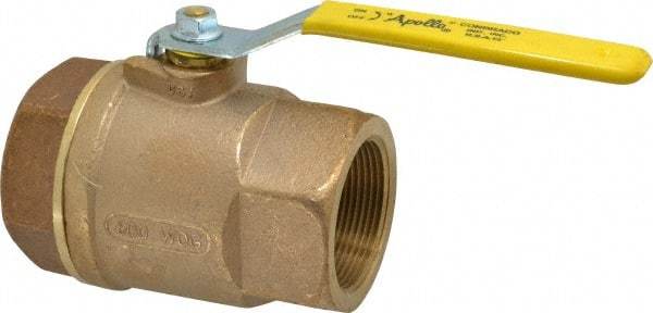 Apollo - 2-1/2" Pipe, Standard Port, Bronze Standard Ball Valve - 2 Piece, Inline - One Way Flow, FNPT x FNPT Ends, Lever Handle, 600 WOG, 125 WSP - Exact Tool & Supply