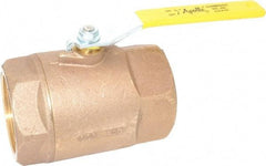Apollo - 3" Pipe, Standard Port, Bronze Standard Ball Valve - 2 Piece, Inline - One Way Flow, FNPT x FNPT Ends, Lever Handle, 600 WOG, 125 WSP - Exact Tool & Supply