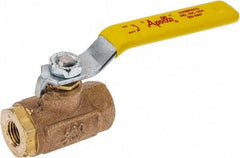 Apollo - 1/4" Pipe, Standard Port, Bronze Steam Service Ball Valve - 2 Piece, Inline - One Way Flow, FNPT x FNPT Ends, Lever Handle, 600 WOG, 250 WSP - Exact Tool & Supply