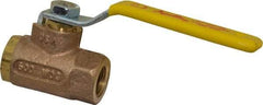 Apollo - 3/8" Pipe, Standard Port, Bronze Steam Service Ball Valve - 2 Piece, Inline - One Way Flow, FNPT x FNPT Ends, Lever Handle, 600 WOG, 250 WSP - Exact Tool & Supply