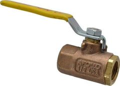 Apollo - 1/2" Pipe, Standard Port, Bronze Steam Service Ball Valve - 2 Piece, Inline - One Way Flow, FNPT x FNPT Ends, Lever Handle, 600 WOG, 250 WSP - Exact Tool & Supply