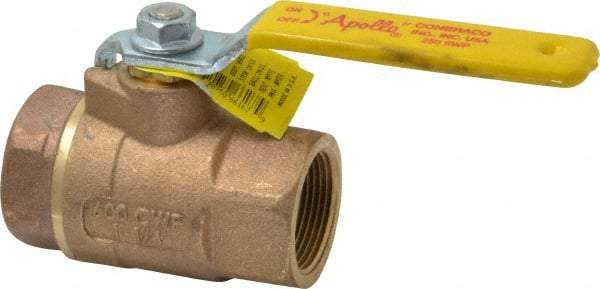 Apollo - 1-1/4" Pipe, Standard Port, Bronze Steam Service Ball Valve - 2 Piece, Inline - One Way Flow, FNPT x FNPT Ends, Lever Handle, 600 WOG, 250 WSP - Exact Tool & Supply