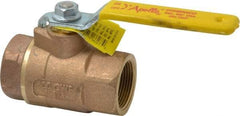Apollo - 1-1/4" Pipe, Standard Port, Bronze Steam Service Ball Valve - 2 Piece, Inline - One Way Flow, FNPT x FNPT Ends, Lever Handle, 600 WOG, 250 WSP - Exact Tool & Supply