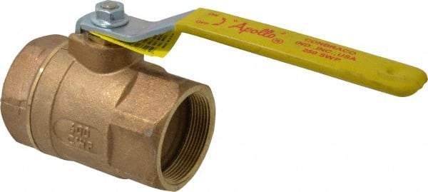 Apollo - 2" Pipe, Standard Port, Bronze Steam Service Ball Valve - 2 Piece, Inline - One Way Flow, FNPT x FNPT Ends, Lever Handle, 600 WOG, 250 WSP - Exact Tool & Supply