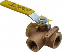 Apollo - 3/4" Pipe, Standard Port, Bronze Standard Ball Valve - Three Way, FNPT x FNPT x FNPT Ends, Lever Handle, 400 WOG - Exact Tool & Supply
