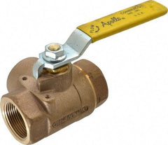 Apollo - 1-1/4" Pipe, Large Port, Bronze Standard Ball Valve - Three Way, FNPT x FNPT x FNPT Ends, Lever Handle, 400 WOG - Exact Tool & Supply
