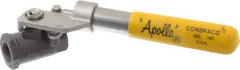 Apollo - 1/2" Pipe, Carbon Steel Standard Ball Valve - 2 Piece, Inline - One Way Flow, FNPT x FNPT Ends, Deadman Lever (Spring Return to Close) Handle, 2,000 WOG, 150 WSP - Exact Tool & Supply