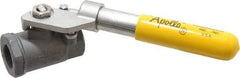 Apollo - 3/4" Pipe, Carbon Steel Standard Ball Valve - 2 Piece, Inline - One Way Flow, FNPT x FNPT Ends, Deadman Lever (Spring Return to Close) Handle, 2,000 WOG, 150 WSP - Exact Tool & Supply