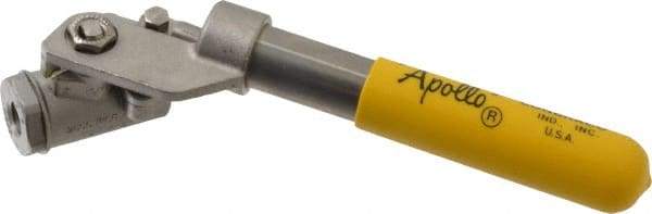 Apollo - 1/4" Pipe, Stainless Steel Standard Ball Valve - 2 Piece, Inline - One Way Flow, FNPT x FNPT Ends, Deadman Lever (Spring Return to Close) Handle, 2,000 WOG, 150 WSP - Exact Tool & Supply