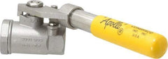 Apollo - 3/4" Pipe, Stainless Steel Standard Ball Valve - 2 Piece, Inline - One Way Flow, FNPT x FNPT Ends, Deadman Lever (Spring Return to Close) Handle, 2,000 WOG, 150 WSP - Exact Tool & Supply