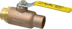 Apollo - 1" Pipe, Standard Port, Bronze Standard Ball Valve - 2 Piece, Inline - One Way Flow, Soldered x Soldered Ends, Lever Handle, 600 WOG, 125 WSP - Exact Tool & Supply