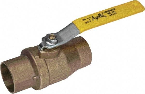 Apollo - 2" Pipe, Standard Port, Bronze Standard Ball Valve - 2 Piece, Inline - One Way Flow, Soldered x Soldered Ends, Lever Handle, 600 WOG, 125 WSP - Exact Tool & Supply