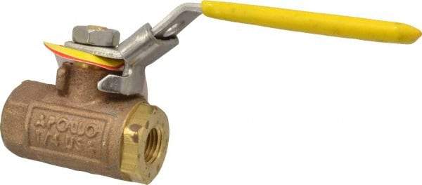 Apollo - 1/4" Pipe, Bronze Standard Ball Valve - 2 Piece, Inline - One Way Flow, FNPT x FNPT Ends, Locking Lever Handle, 600 WOG - Exact Tool & Supply