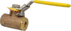 Apollo - 1/4" Pipe, Bronze Standard Ball Valve - 2 Piece, Inline - One Way Flow, FNPT x FNPT Ends, Locking Lever Handle, 600 WOG - Exact Tool & Supply