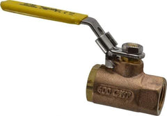 Apollo - 1/2" Pipe, Bronze Standard Ball Valve - 2 Piece, Inline - One Way Flow, FNPT x FNPT Ends, Locking Lever Handle, 600 WOG - Exact Tool & Supply