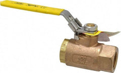 Apollo - 3/4" Pipe, Bronze Standard Ball Valve - 2 Piece, Inline - One Way Flow, FNPT x FNPT Ends, Locking Lever Handle, 600 WOG - Exact Tool & Supply