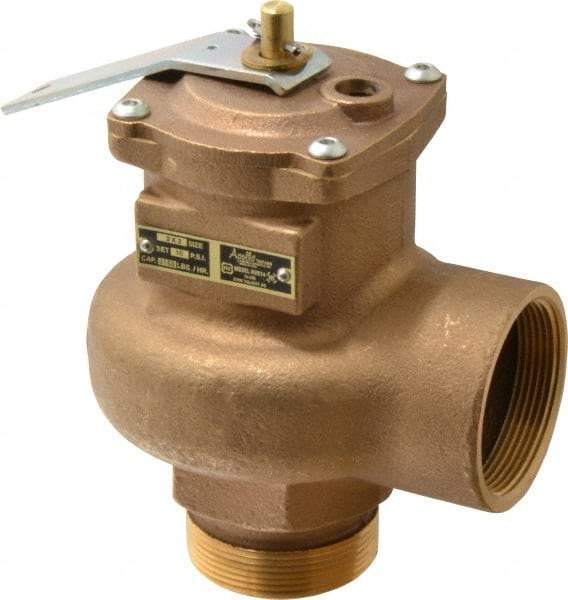 Conbraco - 2" Inlet, 2" Outlet, High Capacity Steam Relief Valve - 15 Max psi, Bronze, 3,150 Lb per Hour - Exact Tool & Supply