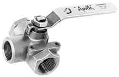 Apollo - 2" Pipe, Stainless Steel Standard Ball Valve - Three Way, FNPT x FNPT x FNPT Ends, Lever Handle, 800 WOG - Exact Tool & Supply