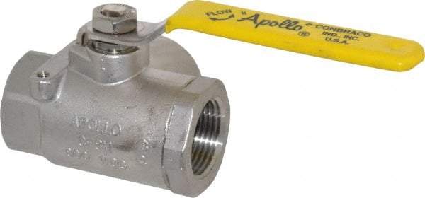 Apollo - 1" Pipe, Stainless Steel Standard Ball Valve - Three Way, FNPT x FNPT x FNPT Ends, Lever Handle, 800 WOG - Exact Tool & Supply