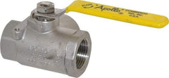 Apollo - 1" Pipe, Stainless Steel Standard Ball Valve - Three Way, FNPT x FNPT x FNPT Ends, Lever Handle, 800 WOG - Exact Tool & Supply