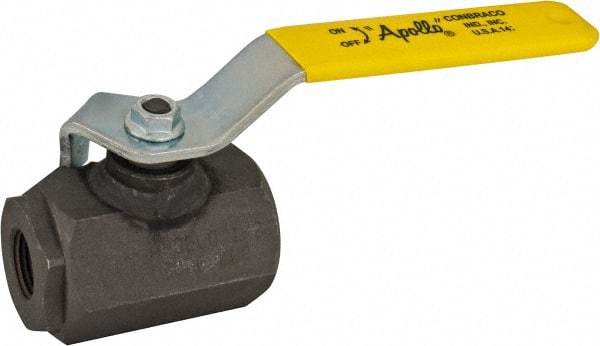 Apollo - 1/2" Pipe, Full Port, Carbon Steel Standard Ball Valve - 2 Piece, Inline - One Way Flow, FNPT x FNPT Ends, Lever Handle, 3,000 WOG - Exact Tool & Supply