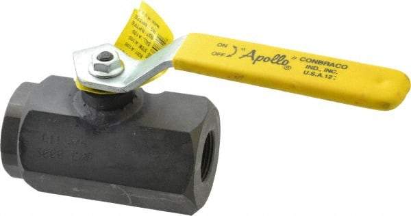 Apollo - 3/4" Pipe, Full Port, Carbon Steel Standard Ball Valve - 2 Piece, Inline - One Way Flow, FNPT x FNPT Ends, Lever Handle, 3,000 WOG - Exact Tool & Supply