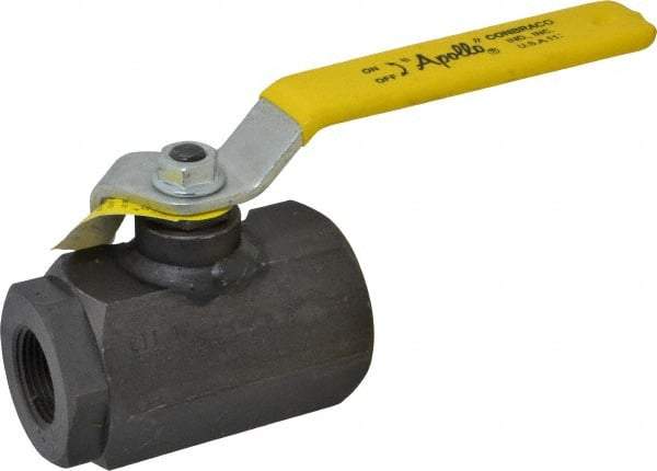 Apollo - 1" Pipe, Full Port, Cast Iron Standard Ball Valve - 2 Piece, Inline - One Way Flow, FNPT x FNPT Ends, Lever Handle, 3,000 WOG - Exact Tool & Supply