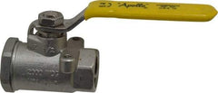 Apollo - 1/2" Pipe, Stainless Steel Standard Ball Valve - 2 Piece, Inline - One Way Flow, FNPT x FNPT Ends, Lever Handle, 2,000 WOG, 150 WSP - Exact Tool & Supply