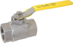 Apollo - 1-1/2" Pipe, Stainless Steel Standard Ball Valve - 2 Piece, Inline - One Way Flow, FNPT x FNPT Ends, Lever Handle, 1,500 WOG, 150 WSP - Exact Tool & Supply
