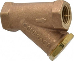 Conbraco - 1/2" Pipe, FNPT Ends, Cast Bronze Y-Strainer - 400 psi WOG Rating - Exact Tool & Supply