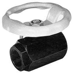 Apollo - 1-1/2" Pipe, Bronze Standard Ball Valve - 2 Piece, Inline - One Way Flow, FNPT x FNPT Ends, Round Wheel Handle, 1,500 WOG, 150 WSP - Exact Tool & Supply