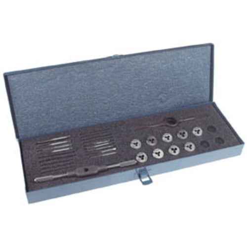 ‎11 Pc. HSS 2-56 to 12-24 NC Thread Tap and Round Die Set Series/List #7130 - Exact Tool & Supply