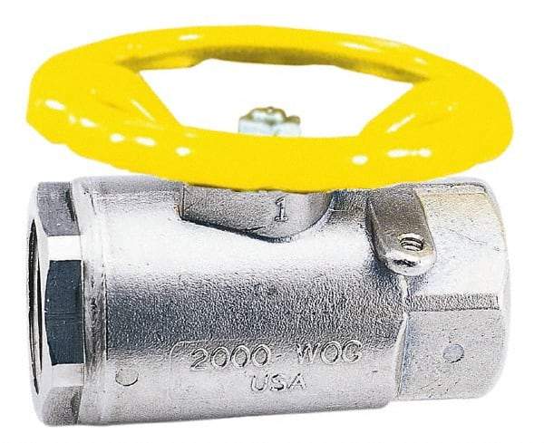 Apollo - 1/4" Pipe, Stainless Steel Standard Ball Valve - 2 Piece, Inline - One Way Flow, FNPT x FNPT Ends, Round Wheel Handle, 2,000 WOG, 150 WSP - Exact Tool & Supply