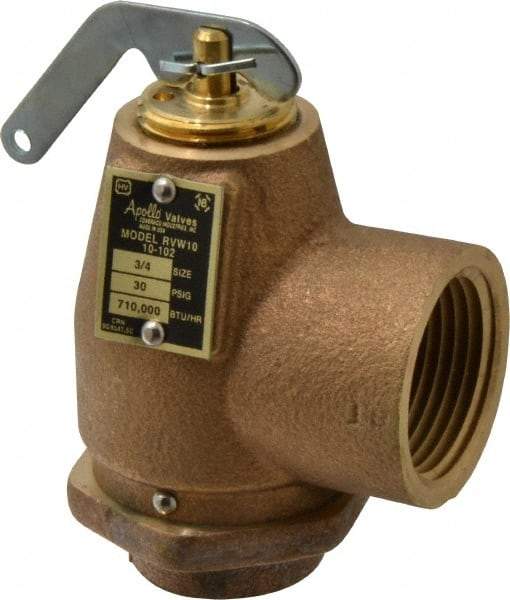 Conbraco - 3/4" Inlet, 1" Outlet, ASME Safety Relief Valve - 30 Max psi, Bronze, 710,000 BTUs - Exact Tool & Supply